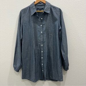 Chadwick’s Women’s oversized chambray tuxedo pleat tunic Size L‎